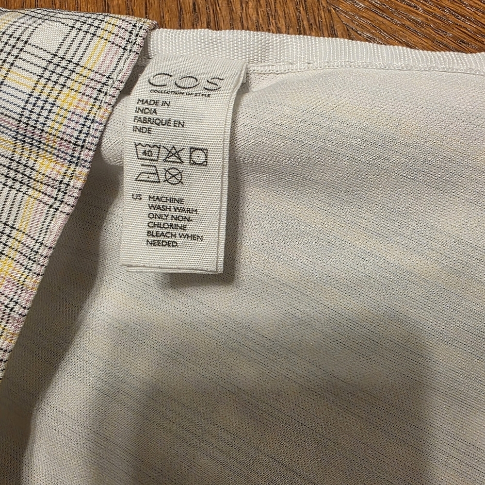 COS Multicolor Checked Shopper Tote Bag Plaid Minimalist Slouchy EUC - Picture 7 of 14